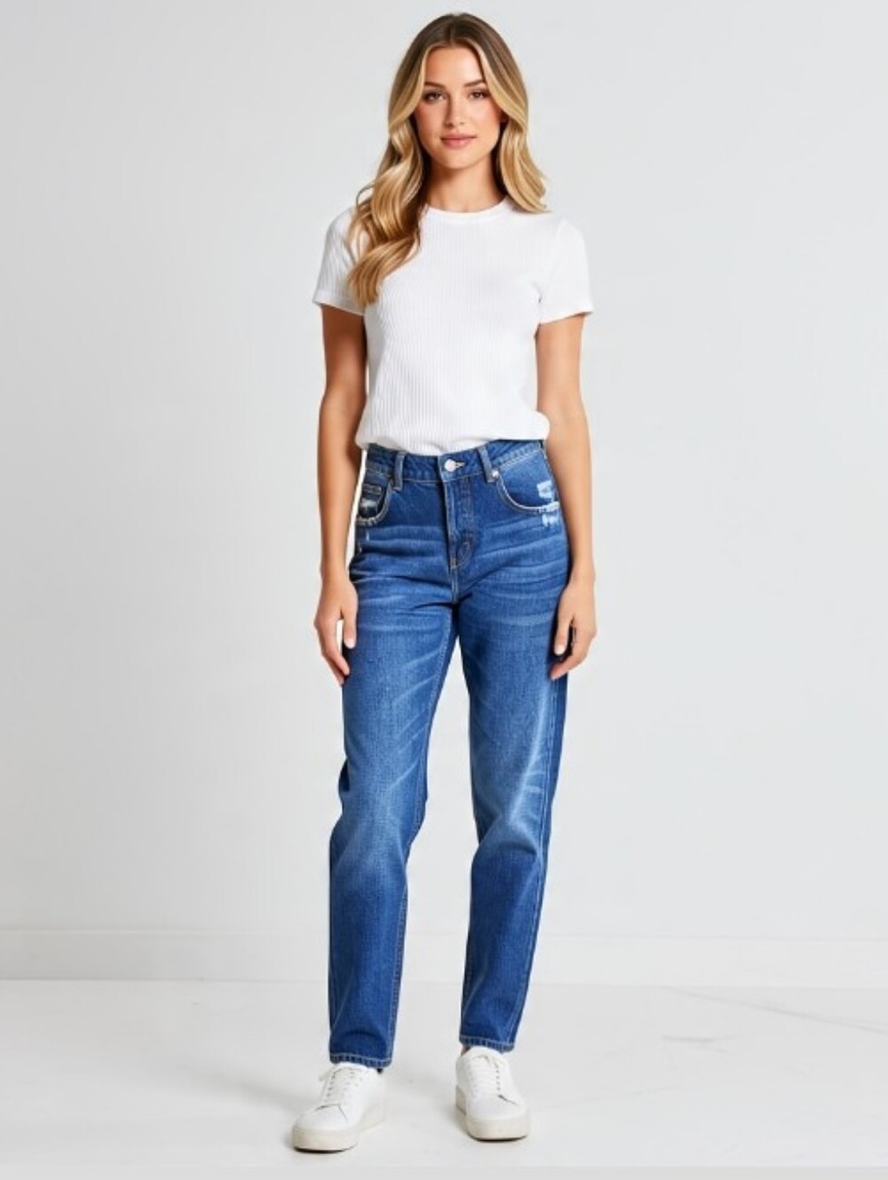 US27👖Buffalo David Bitton Mi-waist  Skinny Jeans - Dark Blue Distressed